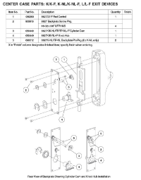 CENTER CASE PARTS: K/K-F, K-NL/K-NL-F, L/L-F EXIT DEVICES